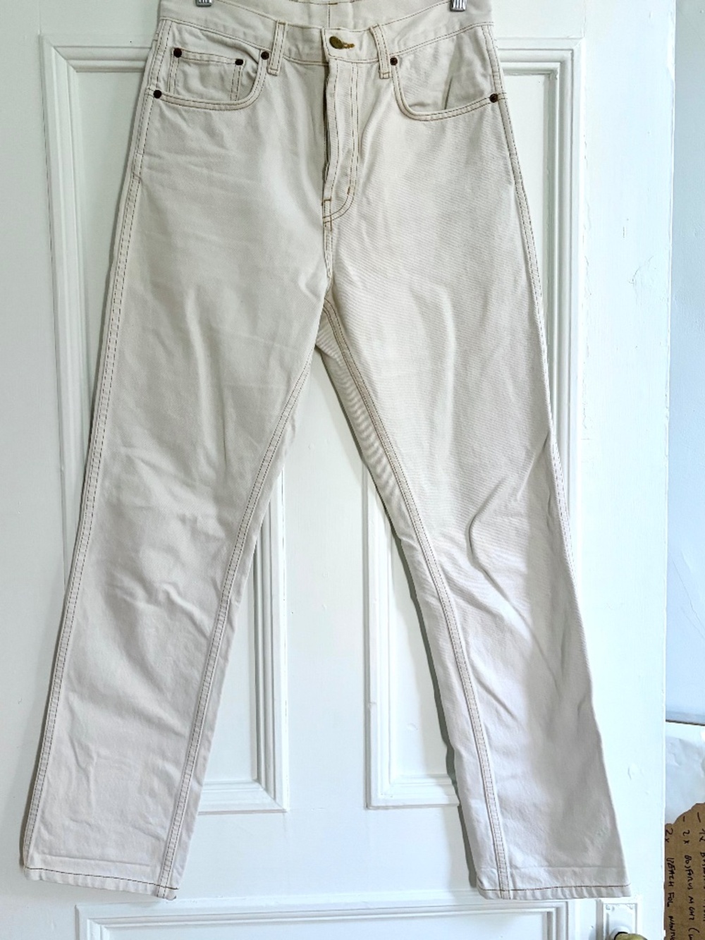 B SIDES chalk white button fly straight leg  jeans size 28
